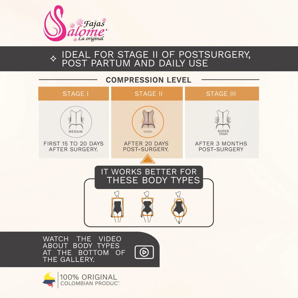 Fajas Salome 0216 | Mid-Thigh Body Shaper | Open-Bust