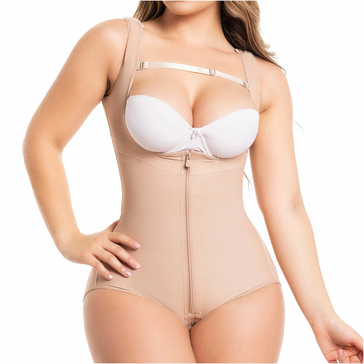 Fajas Salome 0419 | Mid-Thigh Body Shaper | Open-Bust
