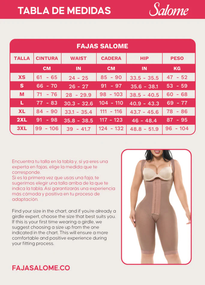 Fajas Salome 0216 | Mid-Thigh Body Shaper | Open-Bust